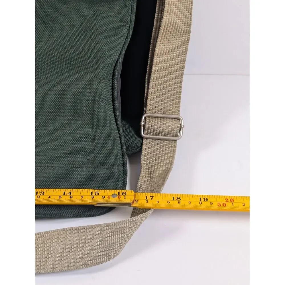 American Tourister Messenger Laptop Bag Green Canvas Briefcase Shoulder Bag 18